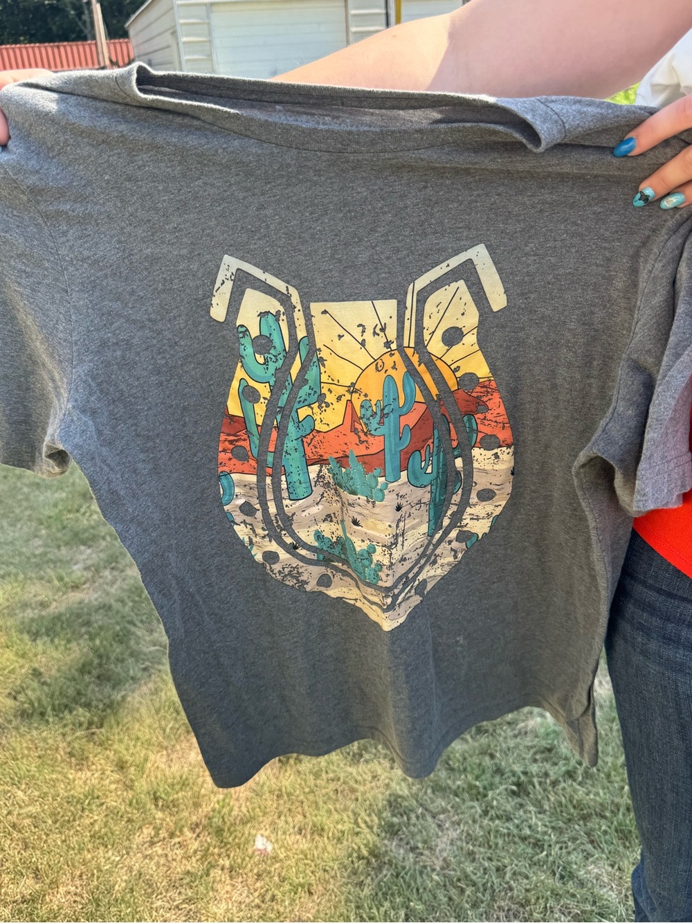 Womens Gray Desert Cactus Graphic Tee
